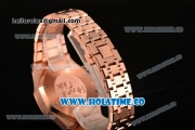 Audemars Piguet Royal Oak Chronograph Swiss Valjoux 7790 Automatic Rose Gold/Diamonds Case with Black Grids Dial Diamonds Bezel and Stick Markers (EF)