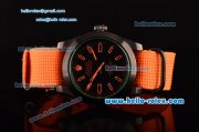 Rolex Milgauss SE Stealth Orange Asia 2813 Automatic PVD Case Orange Nylon Strap with Black Dial Orange Stick Markers