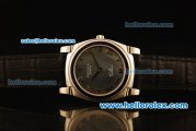 Rolex Cellini Swiss Quartz Steel Case with Grey MOP Dial and Black Leather Strap-Roman Markers