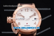 U-Boat Chimera Automatic Asia ST25 Automatic Rose Gold Case White Dial Brown Leather Strap and Rose Gold Bezel