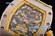 Richard Mille RM036 ST28-UP Automatic Steel Case with White Markers Yellow Rubber Strap and Skeleton Dial - 7750 Coating