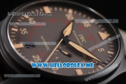 IWC Big Pilot Top Gun Miramar Edition Clone IWC 521111 Automatic Ceramic Case with Brown Dial and Army Green Leather Strap Stick/Arabic Numeral Markers