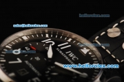 IWC Big Pilot Swiss Valjoux 7750 Automatic Movement Steel Case with White Markers and Black Leather Strap