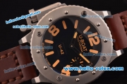 U-Boat Classico U-42 Asia 6497 Manual Winding Steel Case with Black Dial and Orange Markers - ETA Coating