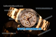 Rolex Daytona Chrono Swiss Valjoux 7750 Automatic Yellow Gold Case/Bracelet with Ceramic Bezel White Dial and Arabic Numeral Markers (BP)