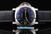 Panerai Luminor 1950 Asia 6794 Manual Winding Silver Case with Blue Dial and Leather Strap