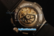 Hublot Big Bang Polo Gold Cup Chronograph Swiss Valjoux 7750 Automatic Movement Ceramic Case and Bezel with Black Dial and Black Rubber Strap-1:1 Original