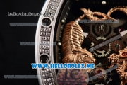 Richard Mille RM 51-01 Tourbillon Tiger and Dragon Asia Manual Winding Steel Case with Seleton Dial and Black Rubber Strap Diamonds Bezel