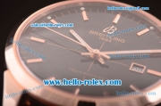 Breitling Transocean Asia 2892 Automatic Rose Gold Case with Black Dial and Black Leather Strap