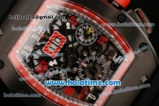 Richard Mille Felipe Massa Flyback Singapore Grand Prix Chrono Swiss Valjoux 7750 Automatic PVD Case with Skeleton Dial and Black Rubber Bracelet