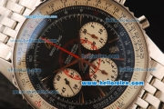 Breitling Montbrillant Swiss Valjoux 7750 Automatic Full Steel with Black Dial and Sliver Stick Markers