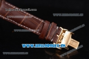 Longines Master Date Swiss ETA 2824 Automatic Yellow Gold Case with White Dial Diamonds Markers and Brown Leather Strap