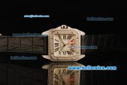 Cartier Santos 100 Swiss ETA 2671 Automatic Movement Diamond Case/Bezel with White Dial and Black Leather Strap-1:1 Original