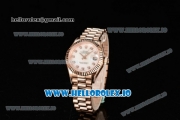 Rolex Datejust Swiss ETA 2671 Automatic Rose Gold Case with White Dial Diamonds Markers and Rose Gold Bracelet (BP)