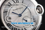 Cartier Ballon Bleu De Large Asia 2813 Automatic Steel Case with Silver Dial and Brown Leather Strap Roman Numeral Markers