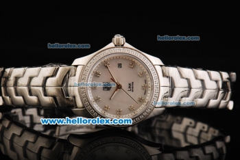 Tag Heuer Link 200 Meters Swiss Quartz Movement White Dial with Diamond Bezel/Markers and SS Strap-Lady Model