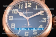 Zenith Pilot Type 20 Extra Special Miyota 9015 Automatic Rose Gold Case with Black Dial Number Markers and Brown Leather Strap - 1:1 Original