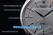 Rolex Cellini Clone Rolex 3132 Automatic Steel Case with Silver Dial Black Leather Strap - (BP)