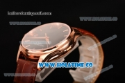Patek Philippe Calatrava Swiss ETA 2824 Automatic Rose Gold Case with Brown Leather Strap Black Dial and Stick Markers