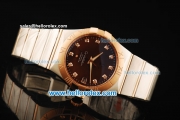 Omega Constellation Swiss ETA 2892 Automatic Movement Steel Case with Brown Dial and Rose Gold Bezel-Two Tone Strap