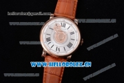 Cartier Rotonde de Cartier Astrotourbillon Asia 2813 Automatic Rose Gold Case with Silver Dial Roman Numeral Markers and Brown Leather Strap