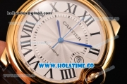 Cartier Ballon Bleu De Large Swiss ETA 2824 Automatic Yellow Gold Case with Silver Dial and Black Markers