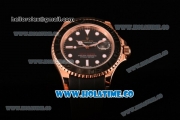 Rolex Yachtmaster 40 Clone Rolex 3135 Auotmatic Rose Gold Case with PVD Bezel Black Dial and White Markers - 1:1 Original (BP)