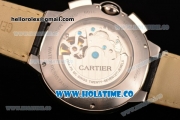 Cartier Ballon Bleu De Tourbillon Asia Automatic Steel Case with White Dial Black Roman Numeral Markers and Black Leather Strap