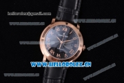 Audemars Piguet Jules Audemars Clone AP Calibre 3120 Automatic Rose Gold Case with Black Dial Roman Numeral Markers and Black Leather Strap (EF)