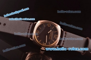 Panerai Radiomir Base Asia 6497 Manual Winding Rose Gold Case with Black Dial and Chocolate Leather Strap