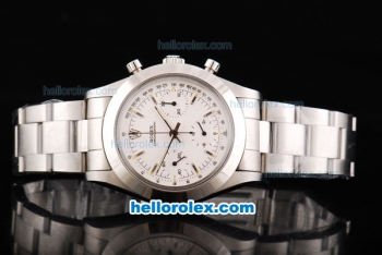 Rolex Daytona Oyster Perpetual Date Swiss Valjoux 7750 Chronograph Movement White Dial with Silver Stick Marker and SS Strap