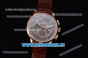 Girard Perregaux 1966 Dual Time Clone Girard Perregaux GP03300-0119 Automatic Rose Gold Case with Grey Dial Stick/Arabic Numeral Markers and Brown Leather Strap