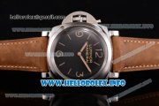 Panerai PAM 557 Luminor 1950 Left-handed 3 Days Acciaio Clone P.3000 Manual Winding Steel Case with Black Dial and Brown Leather Strap - 1:1 Original (KW)