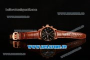 IWC Pilot Chrono Swiss Valjoux 7750 Automatic Rose Gold Case with Black Dial and Brown Leather Strap - 1:1 Original