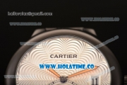 Cartier Rotonde De Miyota Quartz PVD Case with Silver Dial and Black Leather Strap