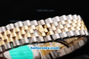 Rolex Datejust II Oyster Perpetual Automatic Movement Silver/Flower Dial with RG/Diamond Bezel-Two Tone Strap