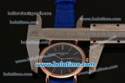 Patek Philippe Calatrava Miyota OS2035 Quartz Rose Gold Case with Blue Dial and Stick Markers