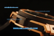 Hublot King Power Chronograph Quartz Rose Gold Case with Black Carbon Fiber Dial and Black Rubber Strap