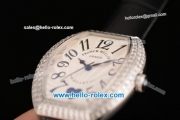 Franck Muller Heart Swiss Quartz Steel Case with Black Leather Strap Diamond Bezel and White Dial - ETA Coating