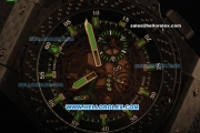 Hublot King Power F1 Swiss Valjoux 7750 Automatic CF Case with Skeleton Dial and Black Rubber Strap-Green Markers