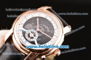 Vacheron Constantin Malte Asia ST25 Automatic Rose Gold Case with Black Leather Strap and White/Black Dial