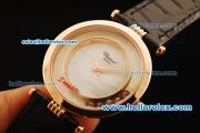 Chopard Happy Sport Swiss Quartz Movement Rose Gold Case with MOP Dial and Black Leather Strap