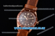 Tudor Heritage Black Bay Swiss ETA 2824 Automatic Rose Gold Case with Brown Dial Brown Leather Strap and Dot Markers (ZF)