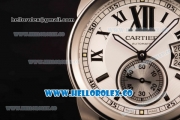 Cartier Calibre De Cartier Miyota 9015 Automatic Steel Case with White Dial and Blue Leather Strap