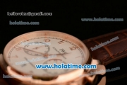 IWC Portuguese Chrono Miyota OS20 Quartz Rose Gold Case with White Dial Numeral Markers and Brown Leather Bracelet