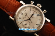 Patek Philippe Complicated Swiss Valjoux 7750 Manual Winding Movement Steel Case with White Dial