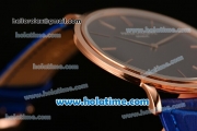 Patek Philippe Calatrava Miyota OS2035 Quartz Rose Gold Case with Blue Dial and Stick Markers