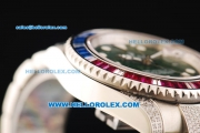 Rolex GMT-Master II Swiss ETA 2836 Automatic Movement Steel Case with Black Dial and Diamond Bezel-Steel Diamond Strap