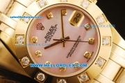 Rolex Datejust Automatic Movement Full Gold with Pink Dial and Diamond Markers-ETA Coating Case