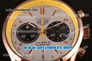 Tag Heuer Carrera Calibre 18 Miyota Quartz Rose Gold Case with White Dial Stick Markers and Yellow/Black Nylon Strap - Yellow Inner Bezel